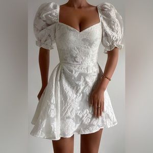 BRAILEY MINI DRESS - PUFF
SLEEVE FIT AND FLARE DRESS IN
WHITE